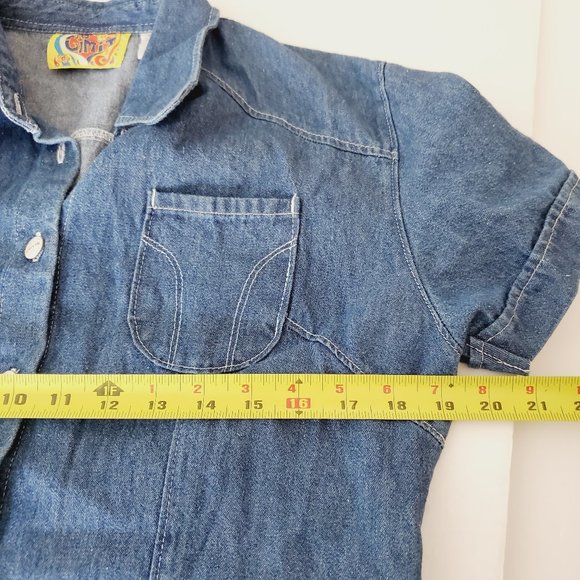 VINTAGE 90'S 100% Cotton Blue Denim Shirt - Picture 9 of 10